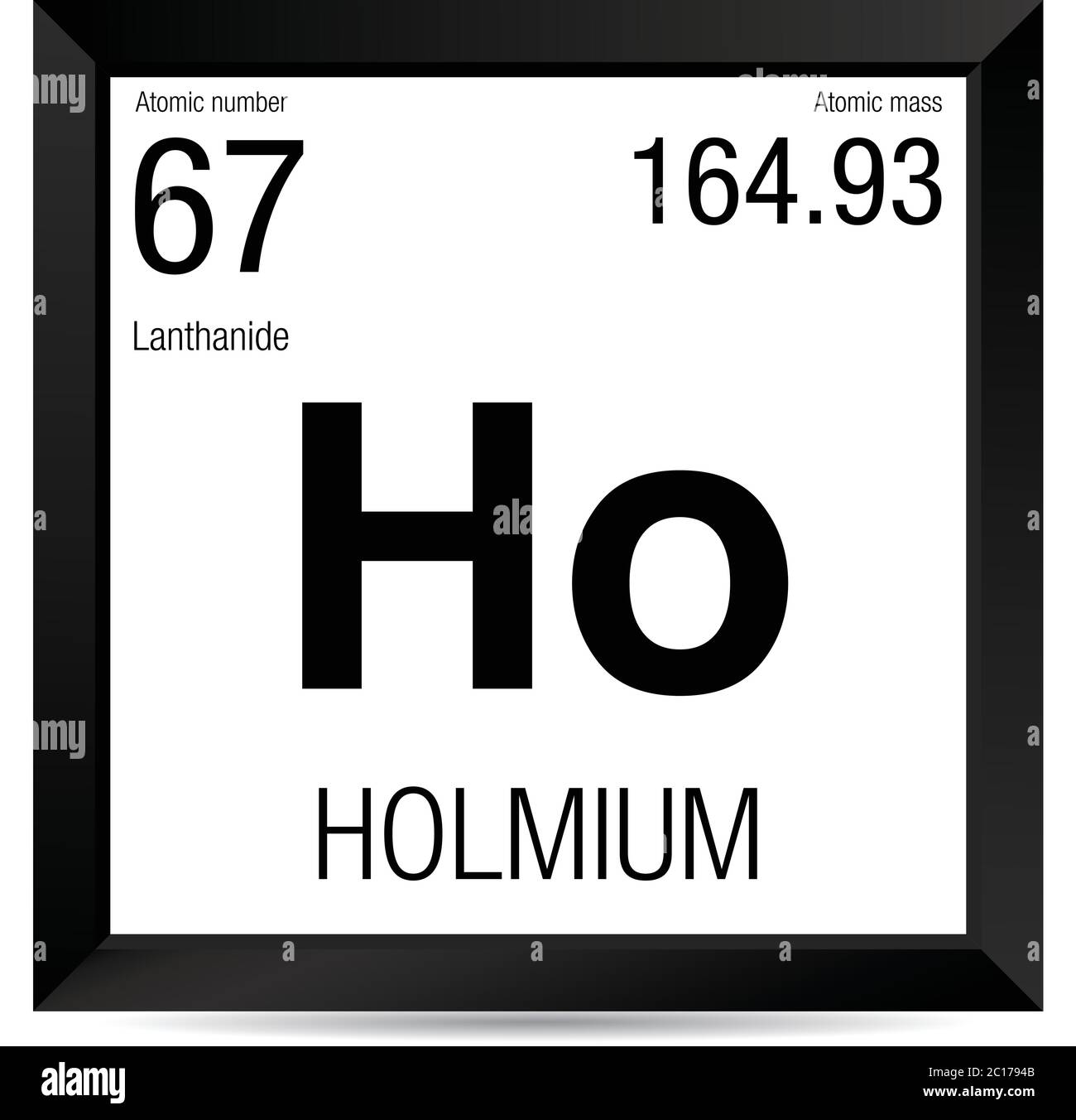Holmium Symbol Element Number 67 Of The Periodic Table Of The Elements Chemistry Black Square Frame With White Background Stock Vector Image Art Alamy