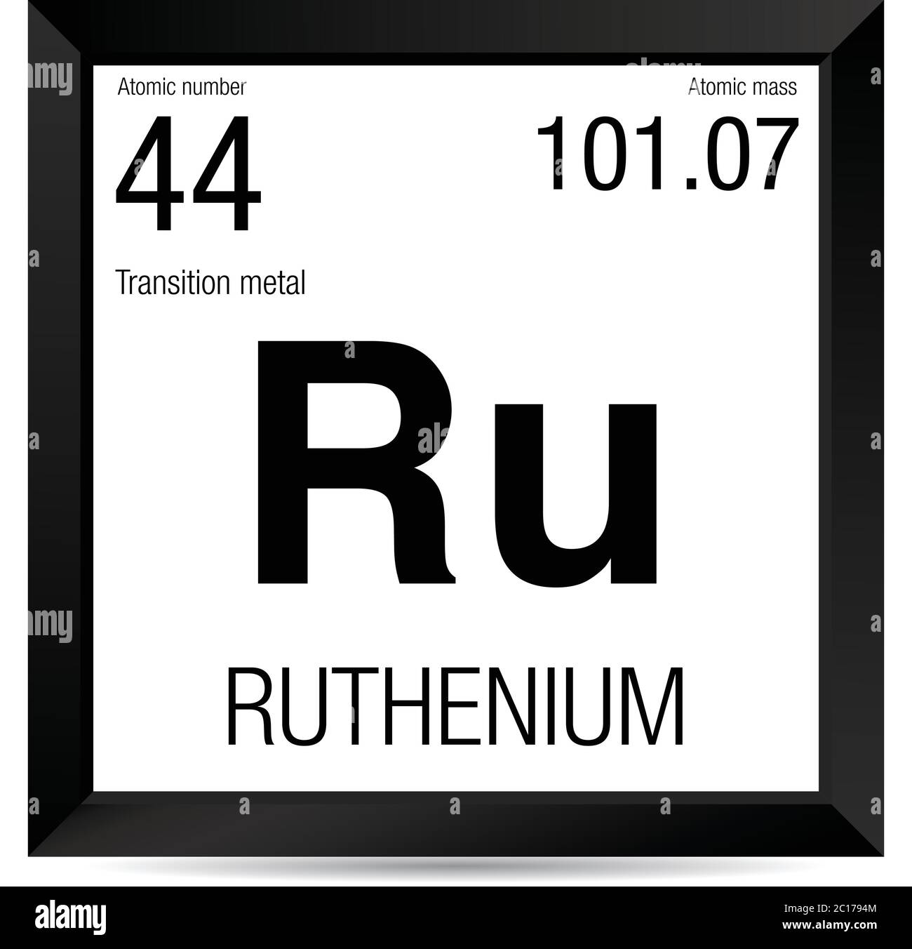 Ruthenium symbol. Element number 44 of the Periodic Table of the Elements -  Chemistry - Black square frame with white background Stock Vector Image &  Art - Alamy