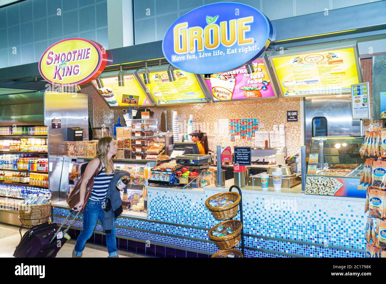 New Orleans Louisiana,Louis Armstrong New Orleans International Airport,MSY,terminal,fast food restaurant,restaurants,food,dine,eat out,Grove,Smoothie Stock Photo