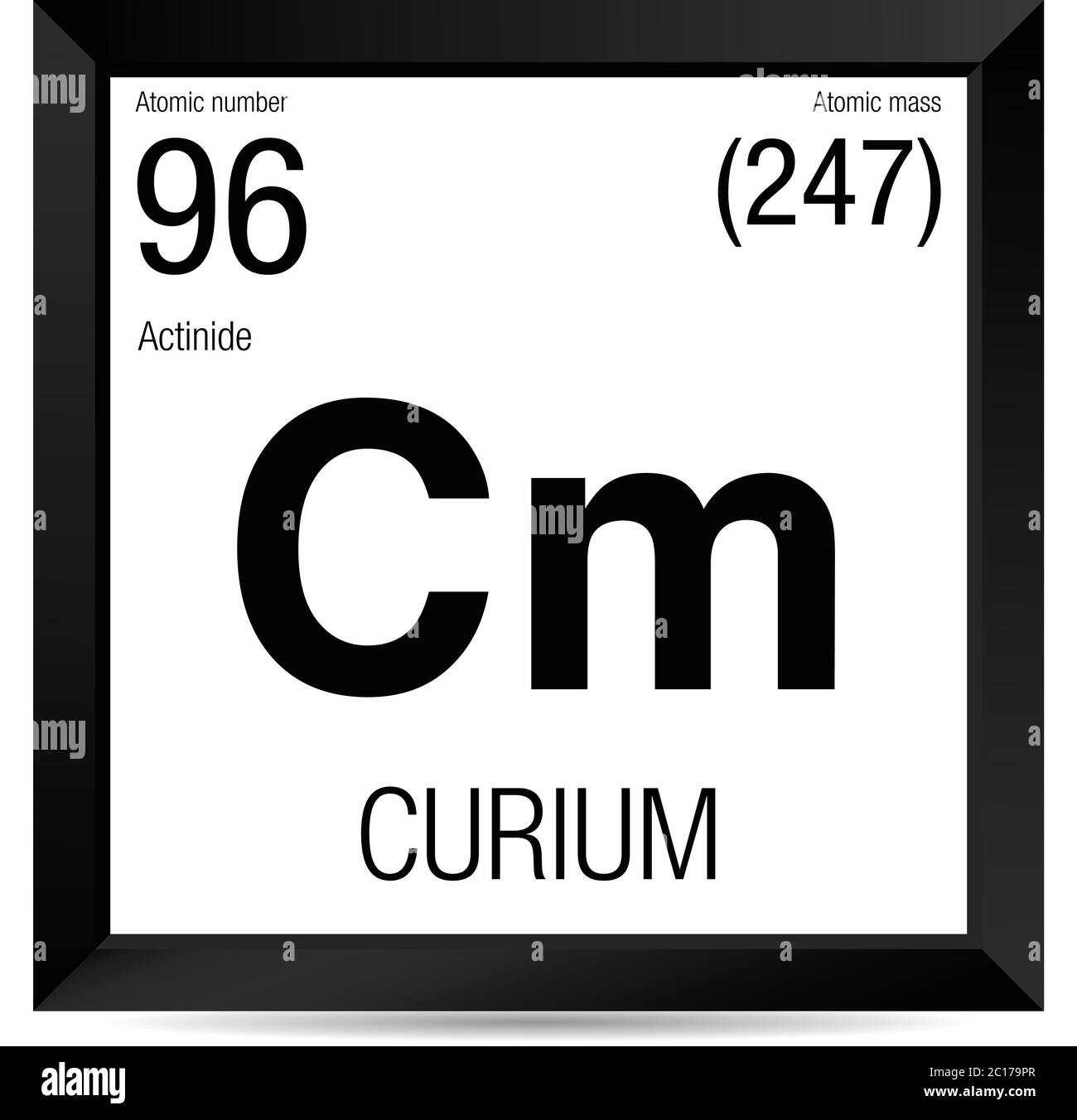 Curium symbol. Element number 96 of the Periodic Table of the Elements -  Chemistry - Black square frame with white background Stock Vector Image &  Art - Alamy