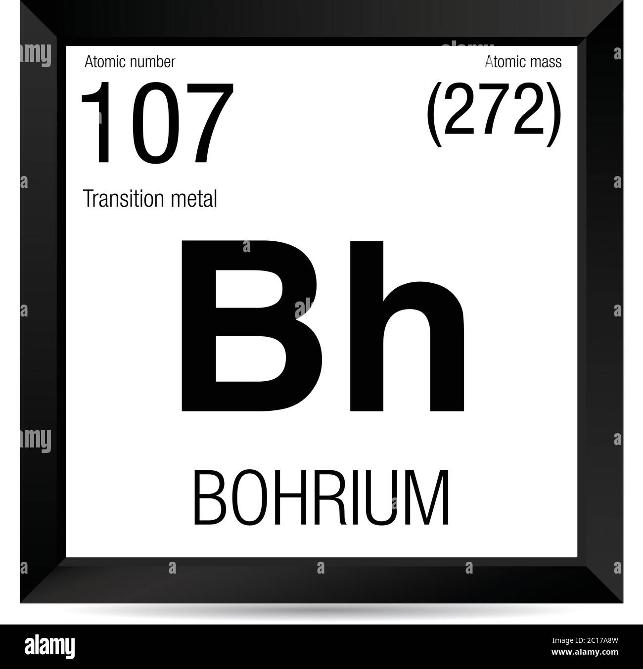 Bohrium symbol. Element number 107 of the Periodic Table of the ...