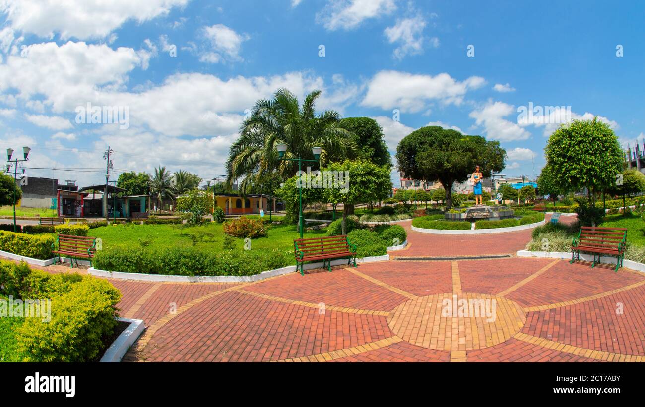 Nueva Loja, Sucumbios / Ecuador - January 5 2020: View of Parque de la Madre in the center of the city of Nueva Loja, also known as Lago Agrio Stock Photo