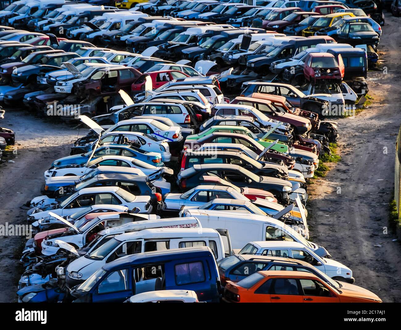 Old Junk Cars On Junkyard Stock Photo - Alamy