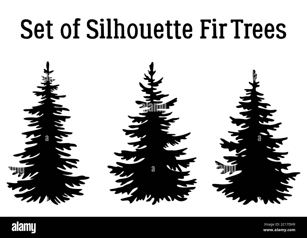 Christmas Fir Trees Silhouettes Stock Photo
