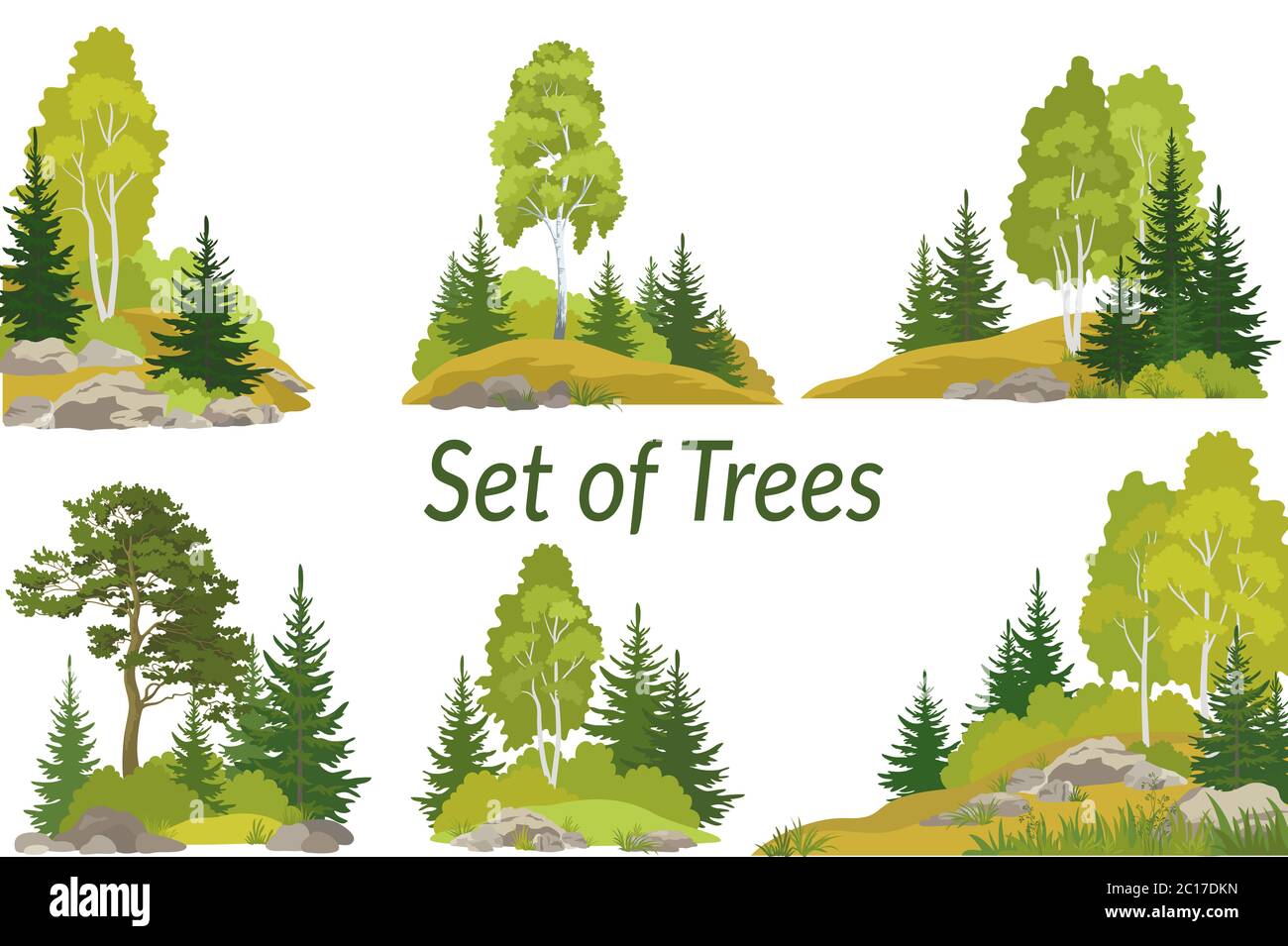 Landscapes with Trees and Rocks Stock Photo - Alamy