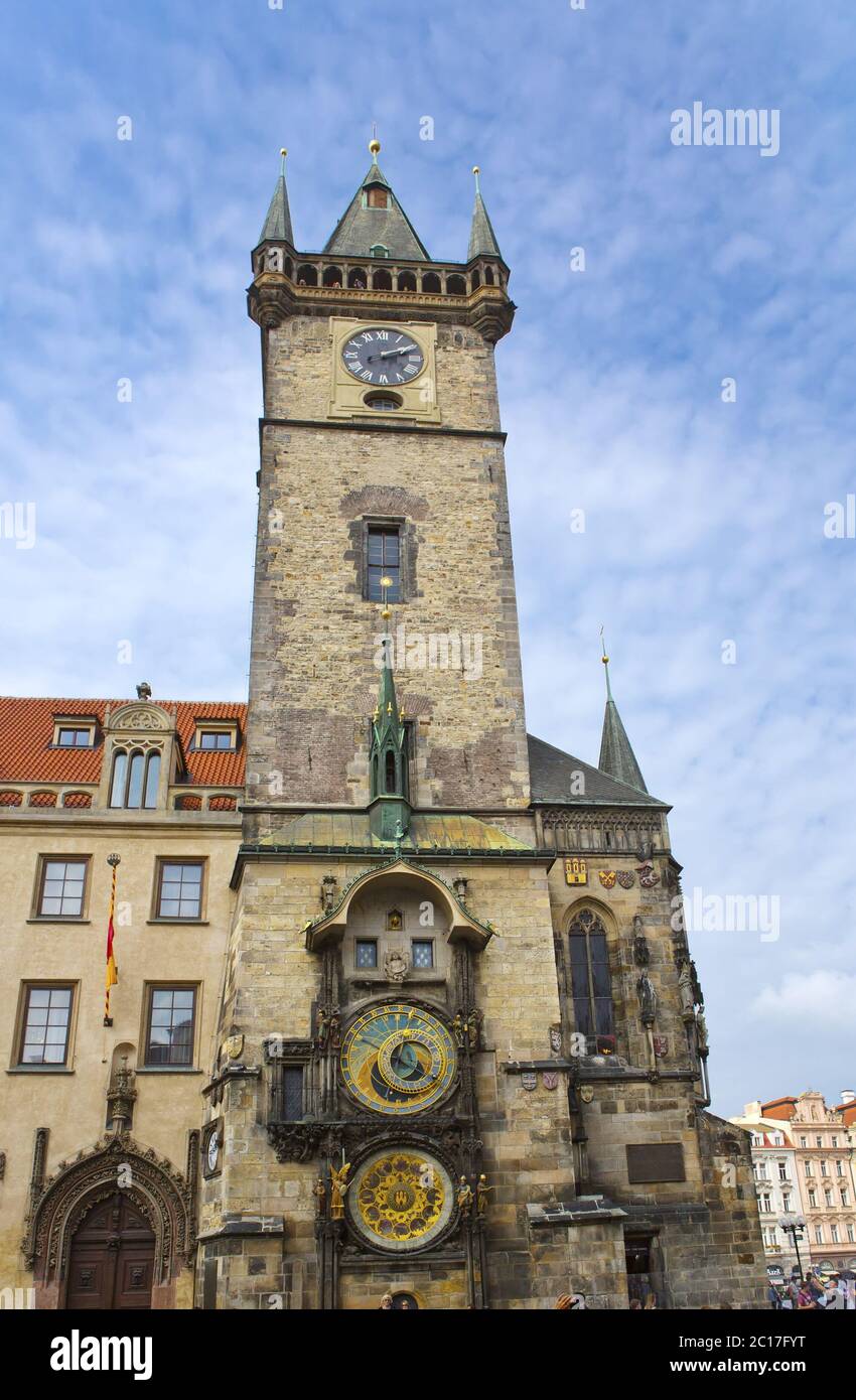 Orloj, Historical medieval astronomical clock, Old Town Hall, Prague, Czech Republic Stock Photo
