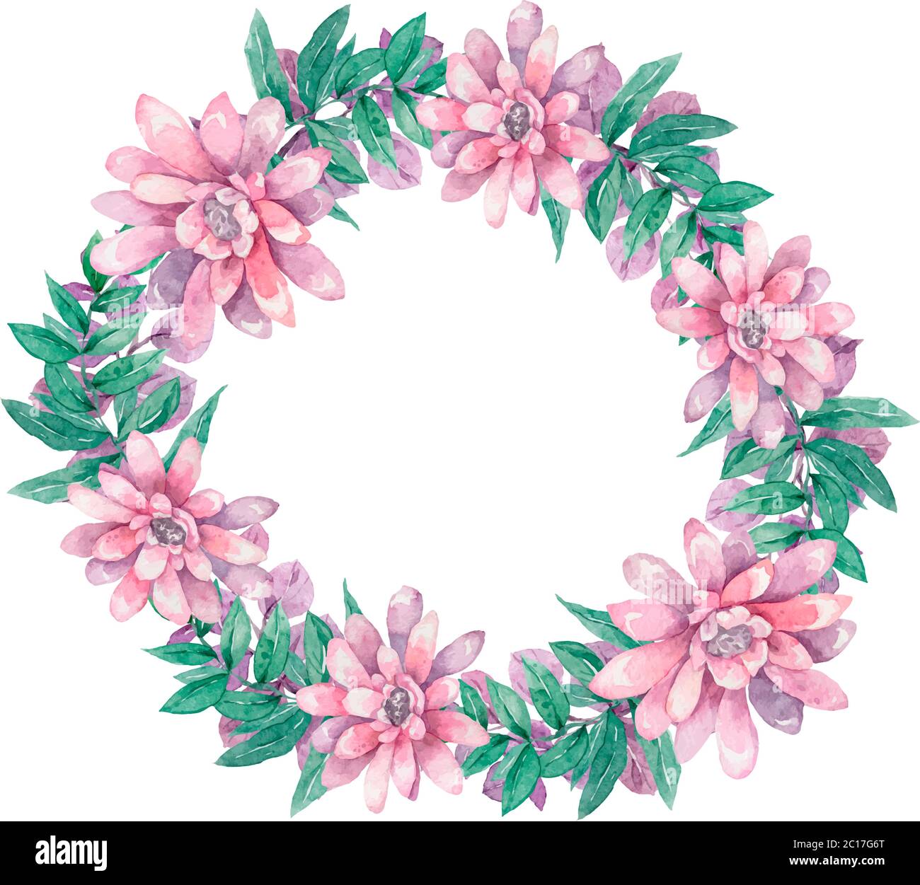 Invitation. Wedding or birthday card. Floral frame. Watercolor