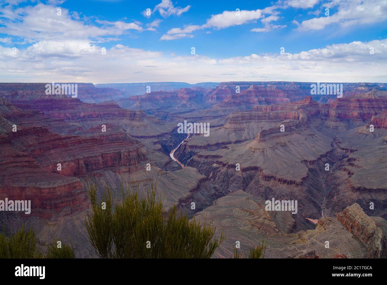 Panoramic view of the Grand Canyon and the Colorado River Stock Photo