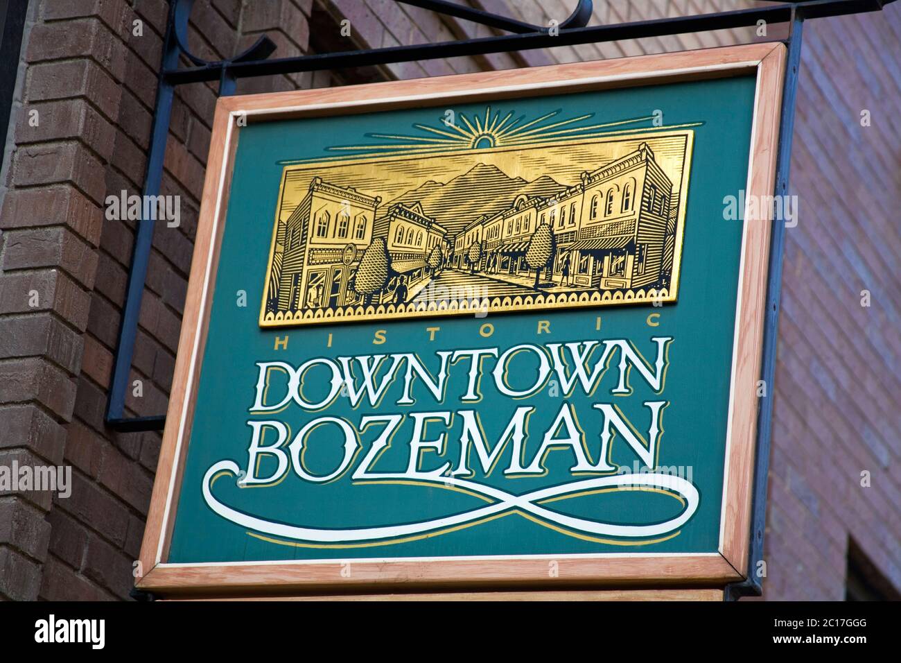 Downtown sign, Bozeman, Montana, USA Stock Photo