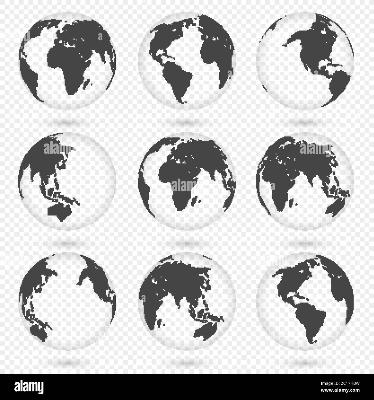 Earth globe. World map set. Planet with continents. Africa, Asia ...