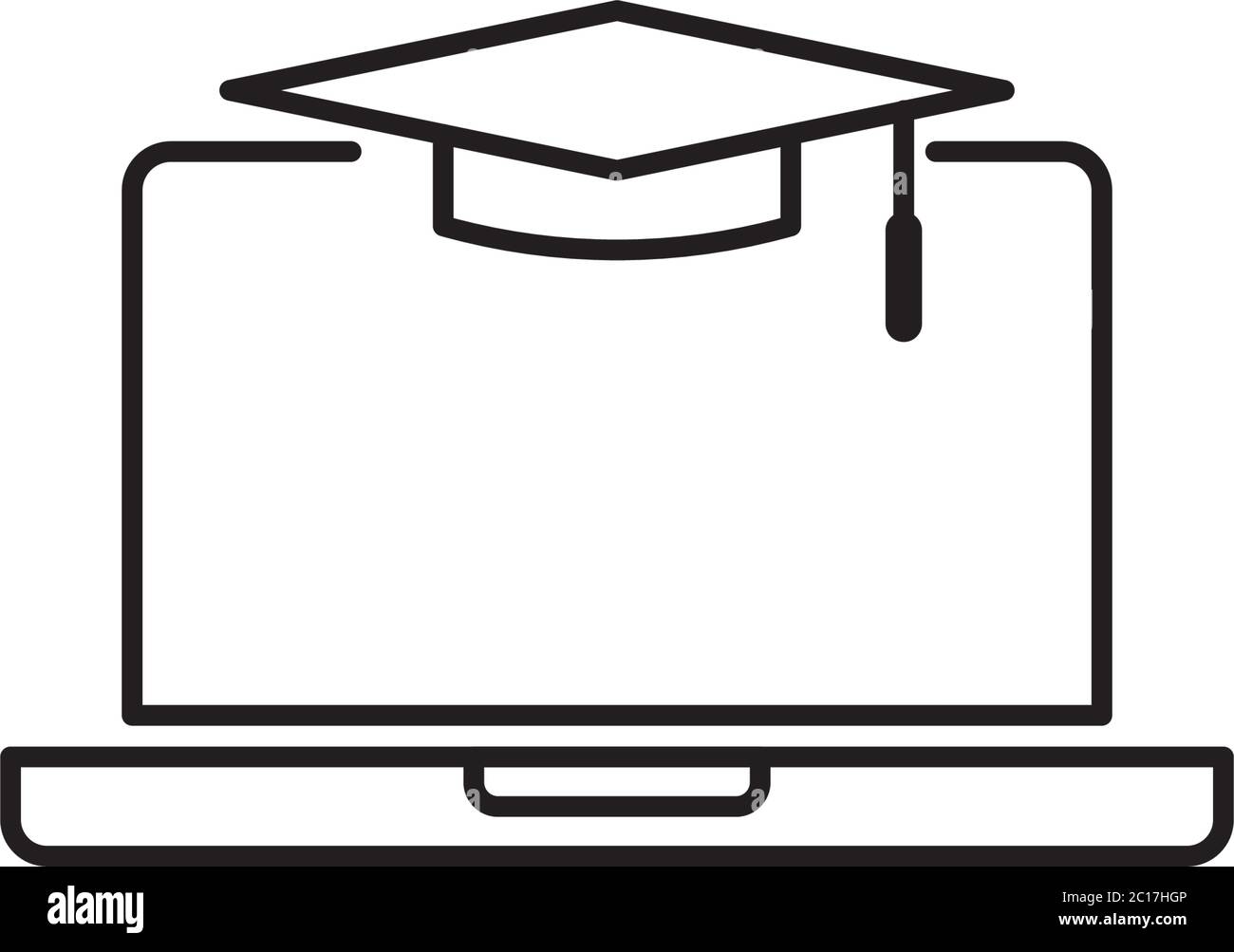 E-learning line icon. Online internet education symbol. graduation cap ...