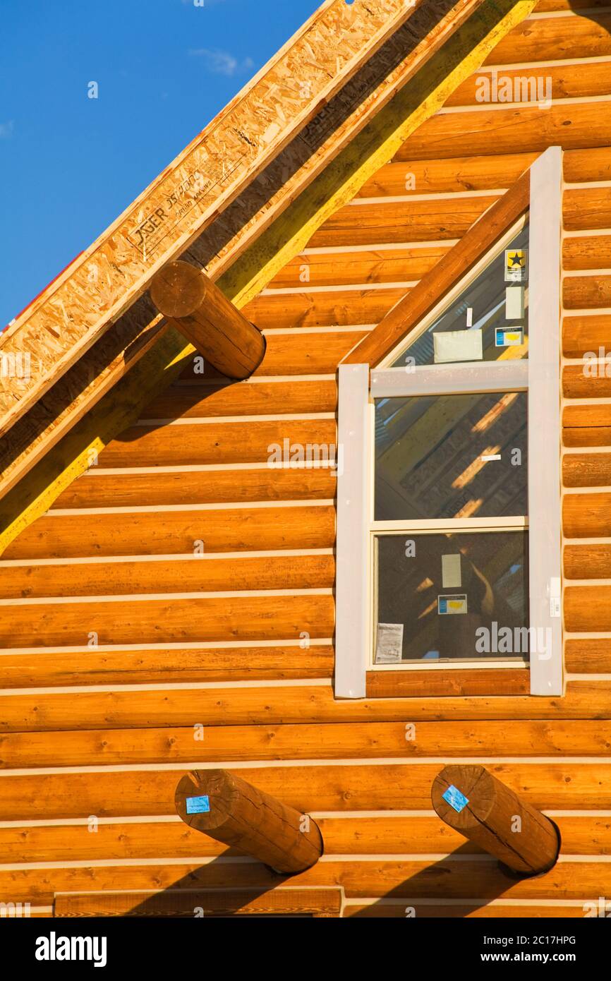 Log Home Construction, Kalispell City, Montana, USA Stock Photo Alamy