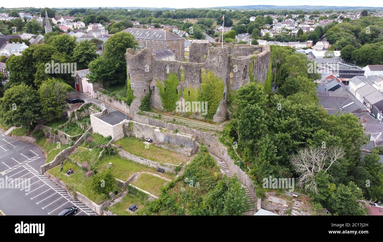 Aerial view haverfordwest pembrokeshire wales hires stock photography