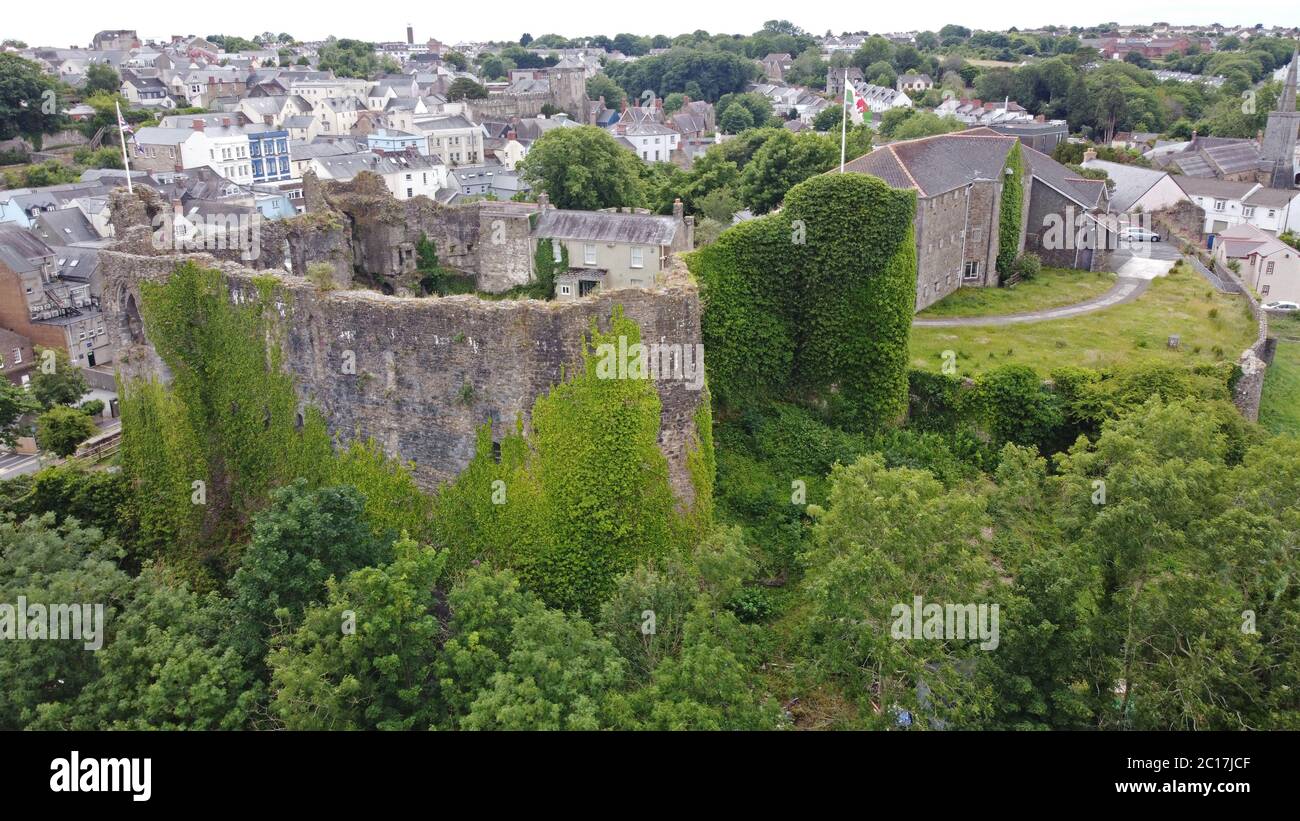 Aerial view haverfordwest pembrokeshire wales hires stock photography