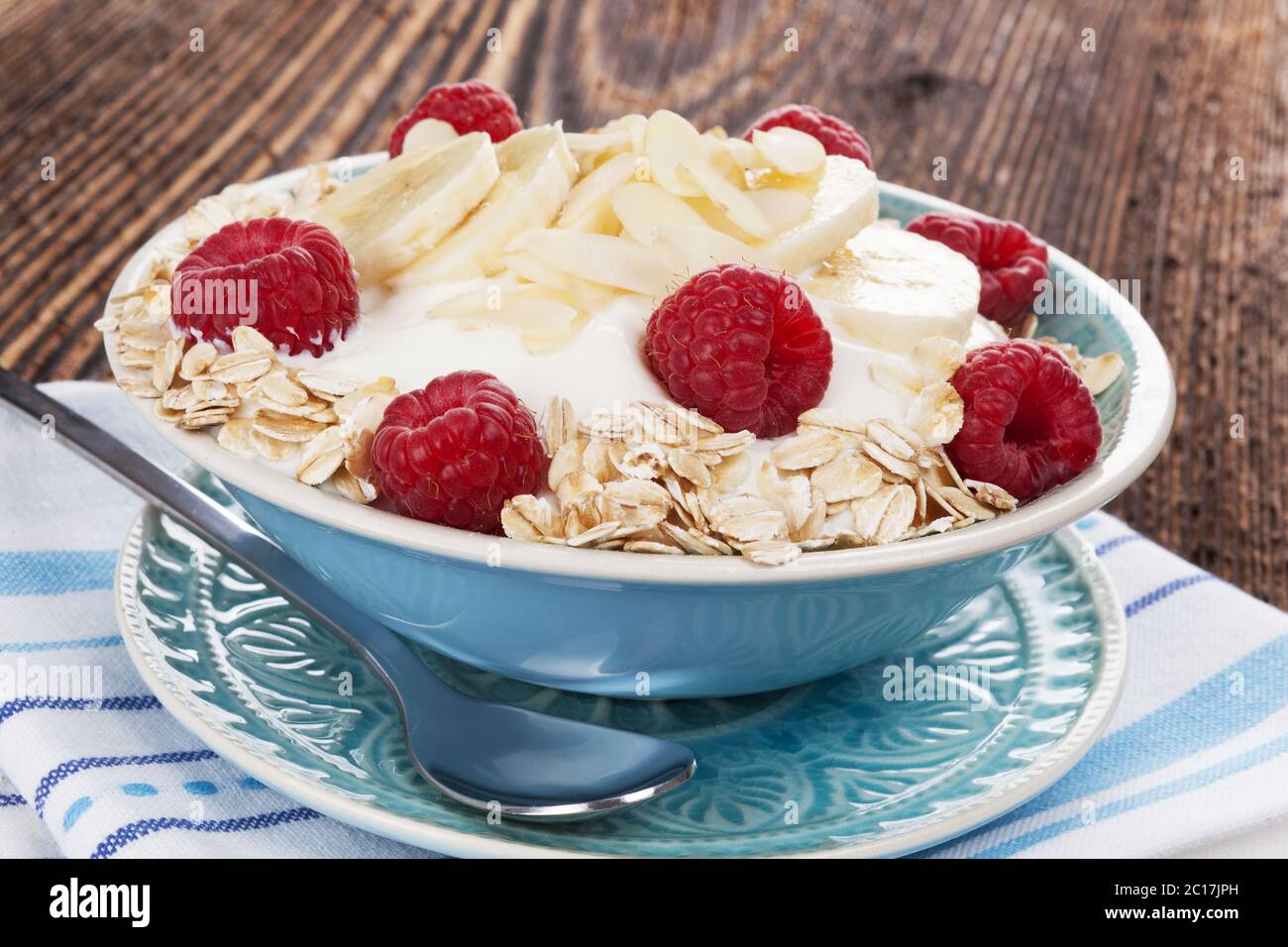 Oatmeal yogurt and fruits Stock Photo Alamy