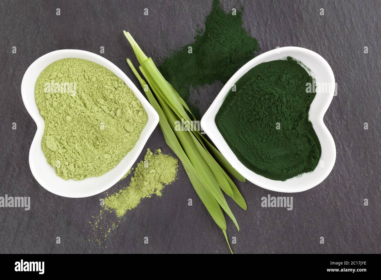 View of Green healthy superfood. Spirulina and chlorella Stock Photo - Alamy