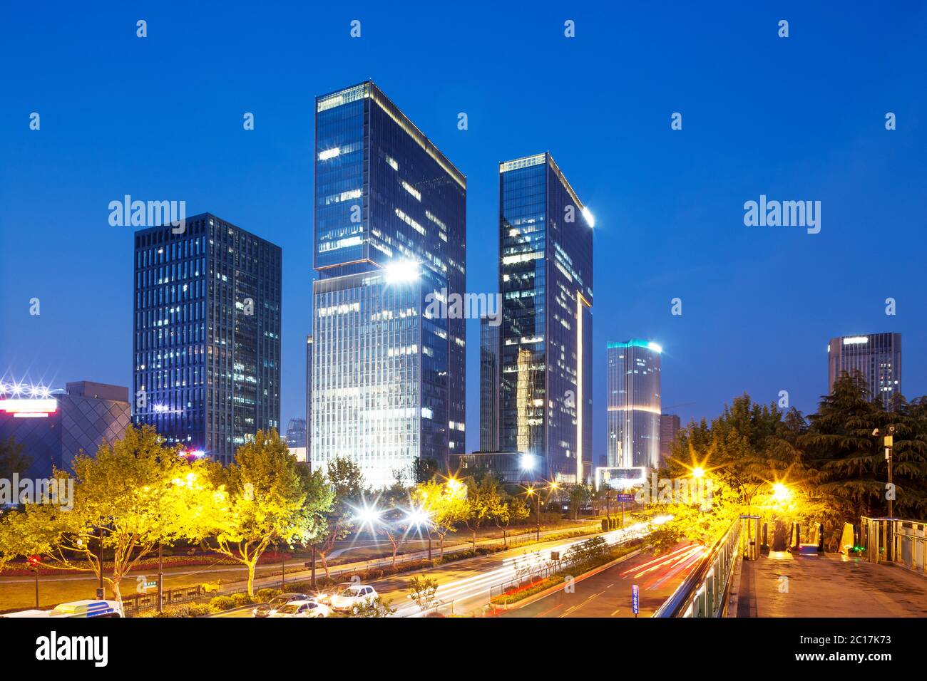 modern office building in midtown of modern city at twilight Stock ...