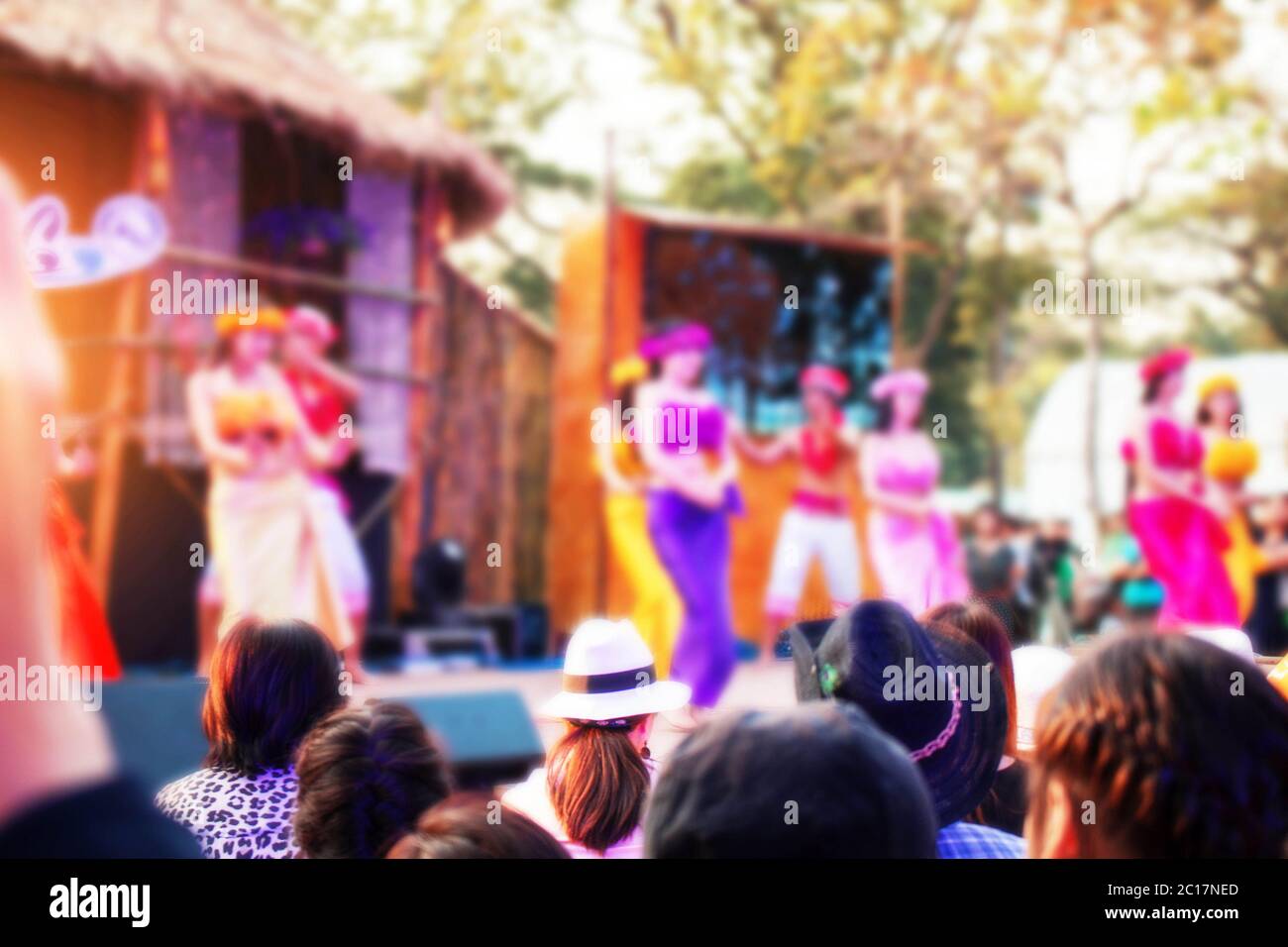 Islander dance show on stage Stock Photo - Alamy