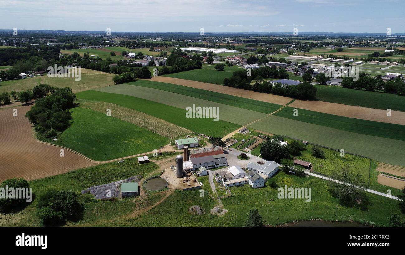 Aerial view of farm in Lancaster, Pennsylvania Stock Photo Alamy