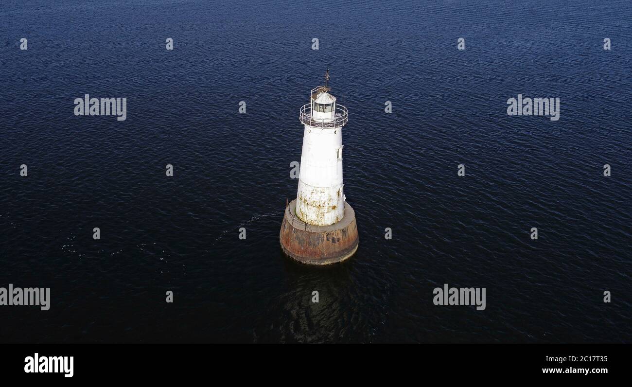 Great Beds Lighthouse off the coast of South Amboy, New Jersey Stock