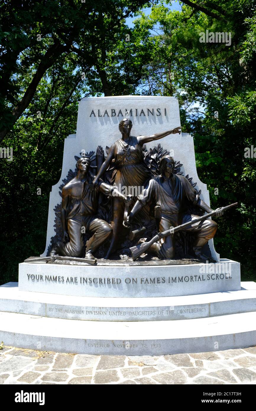 The Alabama Monument in Gettysburg National Military Park Stock Photo