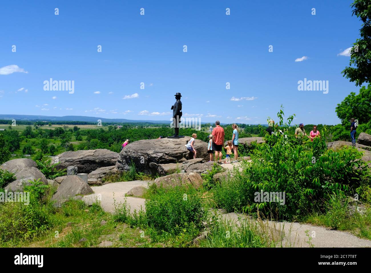 Tourists on top of Little Round Top in Gettysburg National Military Park Stock Photo