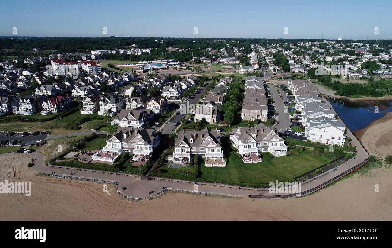 Aerial view of Lighthouse Bay Homes in South Amboy, New Jersey on