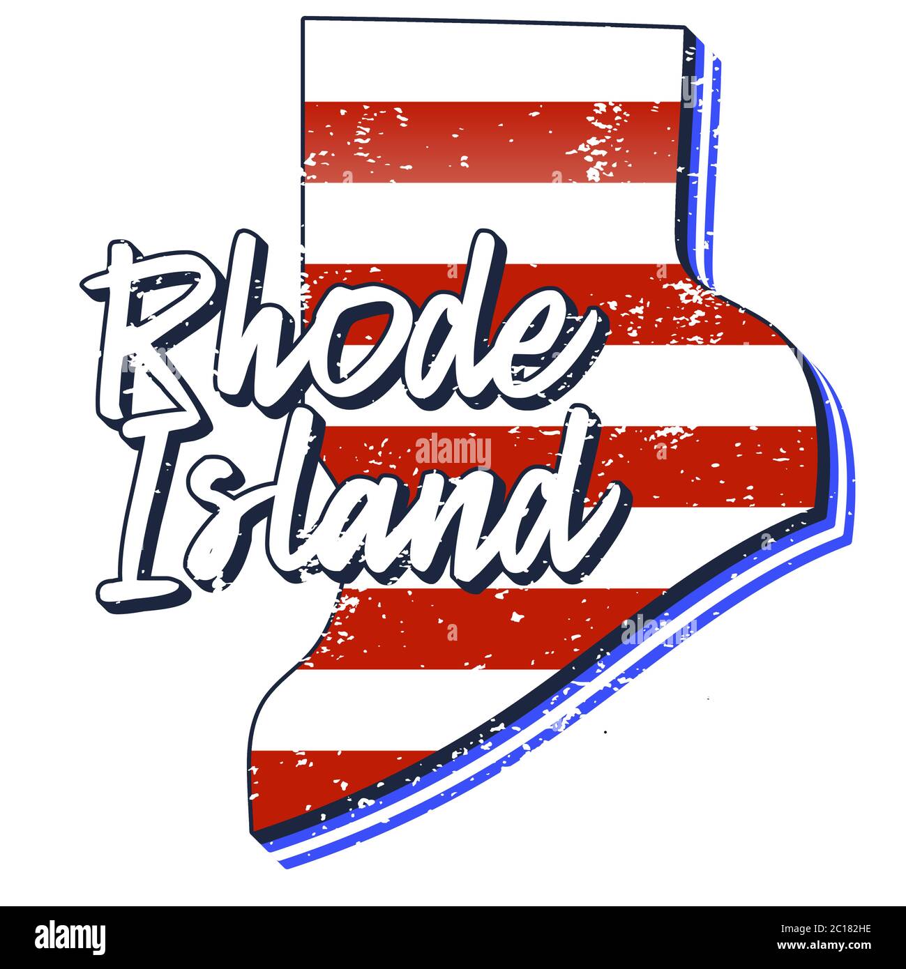 American flag in rhode island state map. Vector grunge style with Typography hand drawn lettering rhode island on map shaped old grunge vintage Americ Stock Vector
