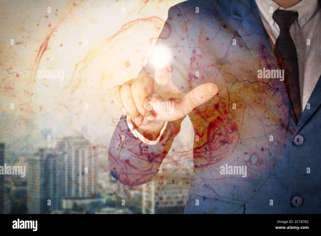 business man with social technology. Stock Photo