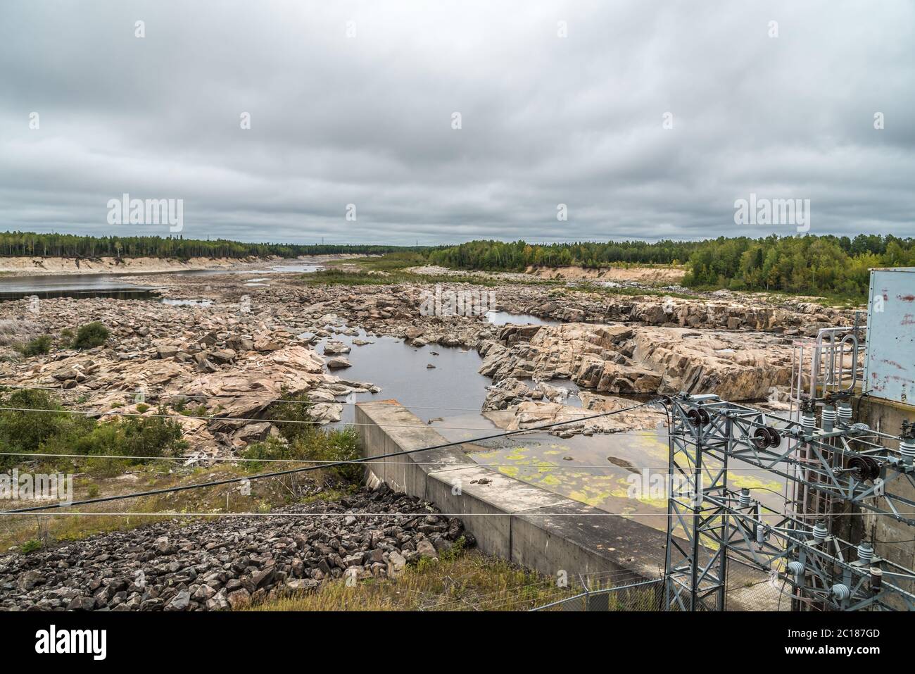 Construction of generating stations along the Lower Mattagami River Stock Photo