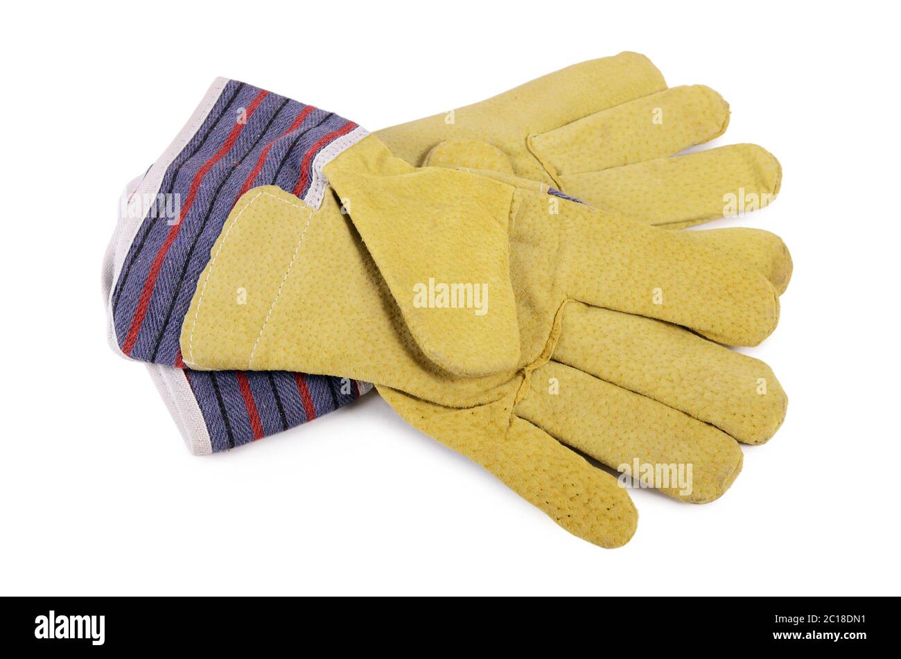 Working mens gloves on white background Stock Photo
