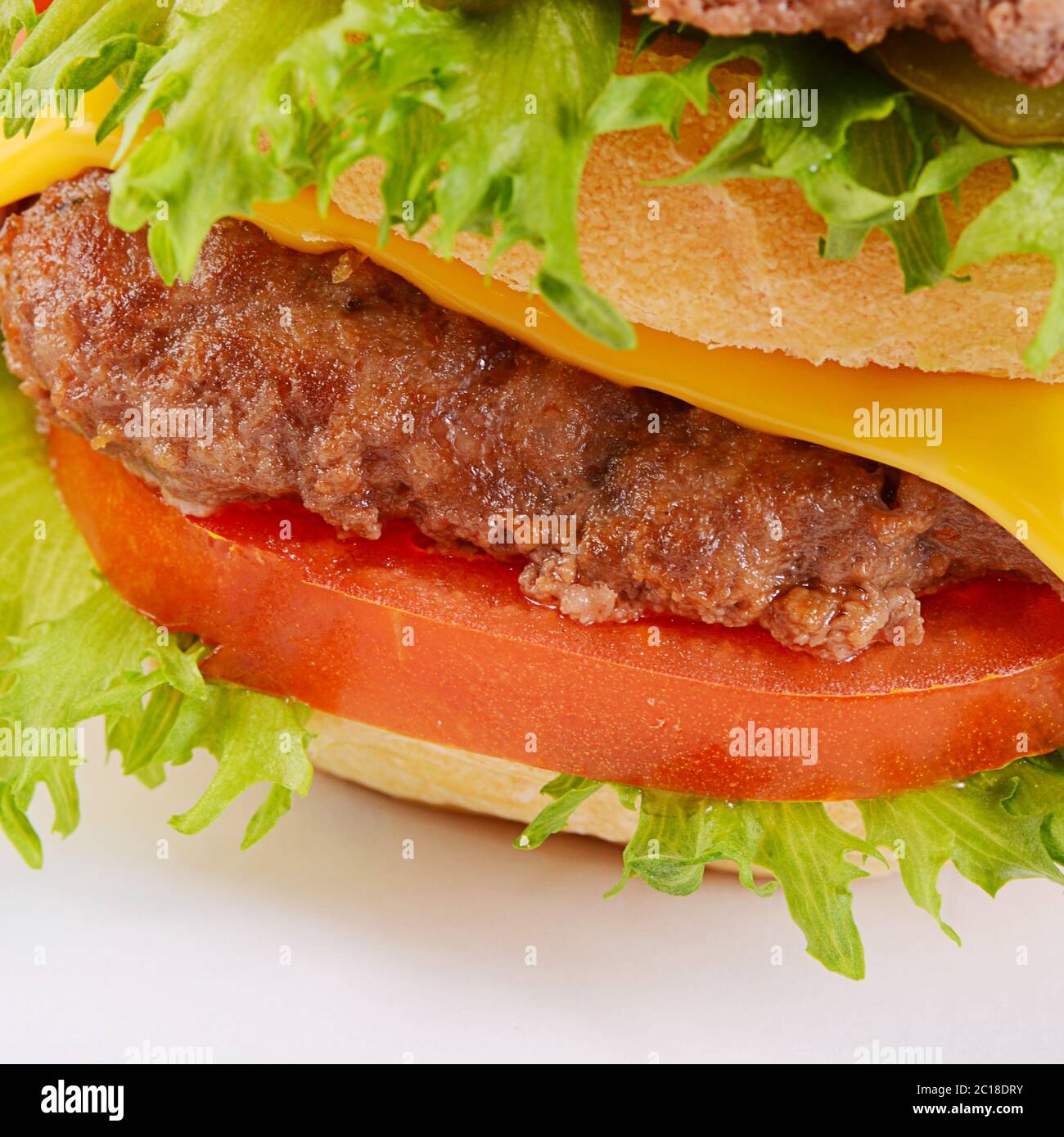 Hamburger with cutlet and cheese on white background Stock Photo