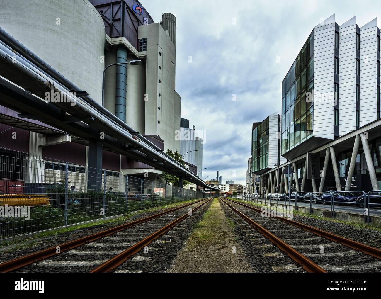 Industrial area at Westhafen Frankfurt Stock Photo