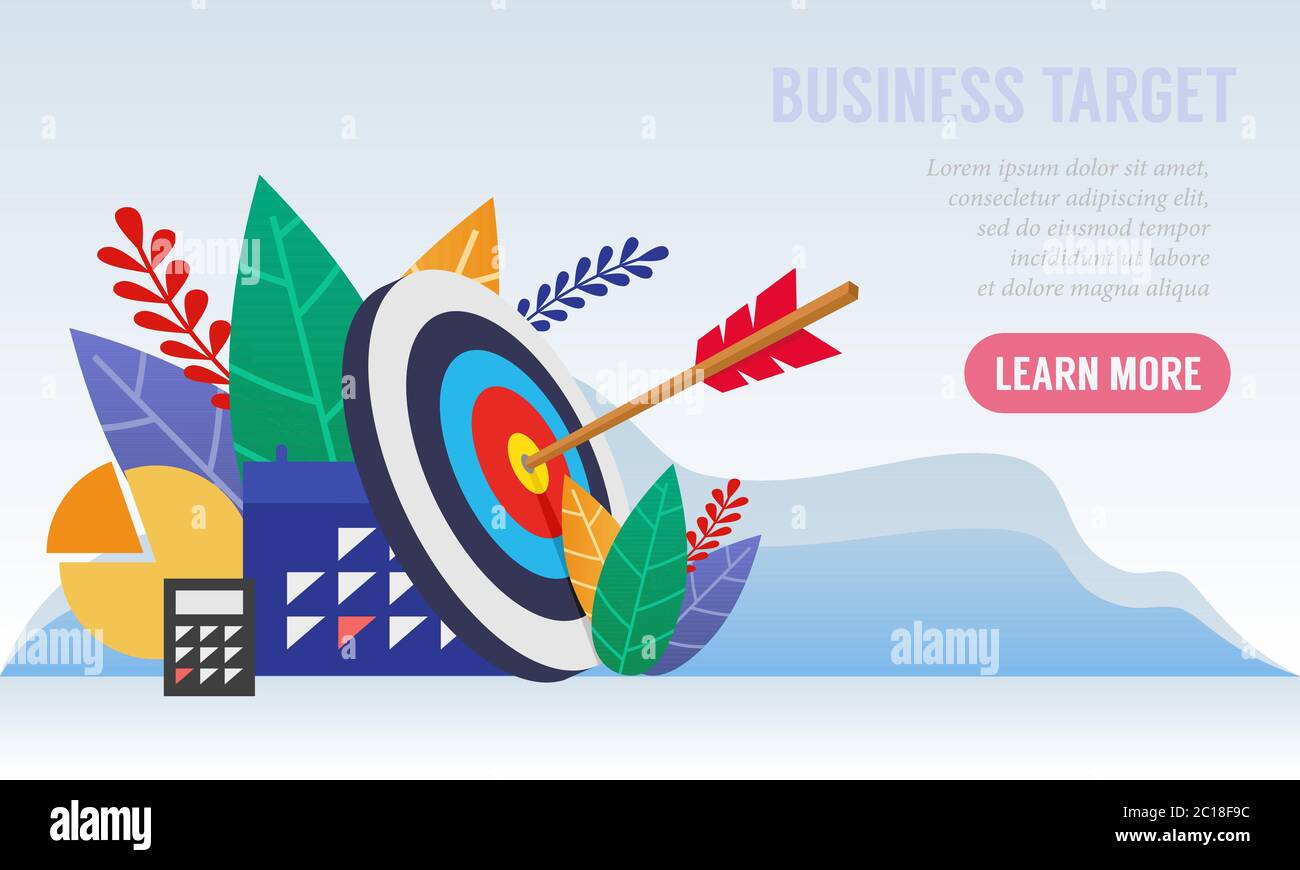 illustration of a business target with an arrow hit the center target. Business strategies that are right on target. Stock Vector