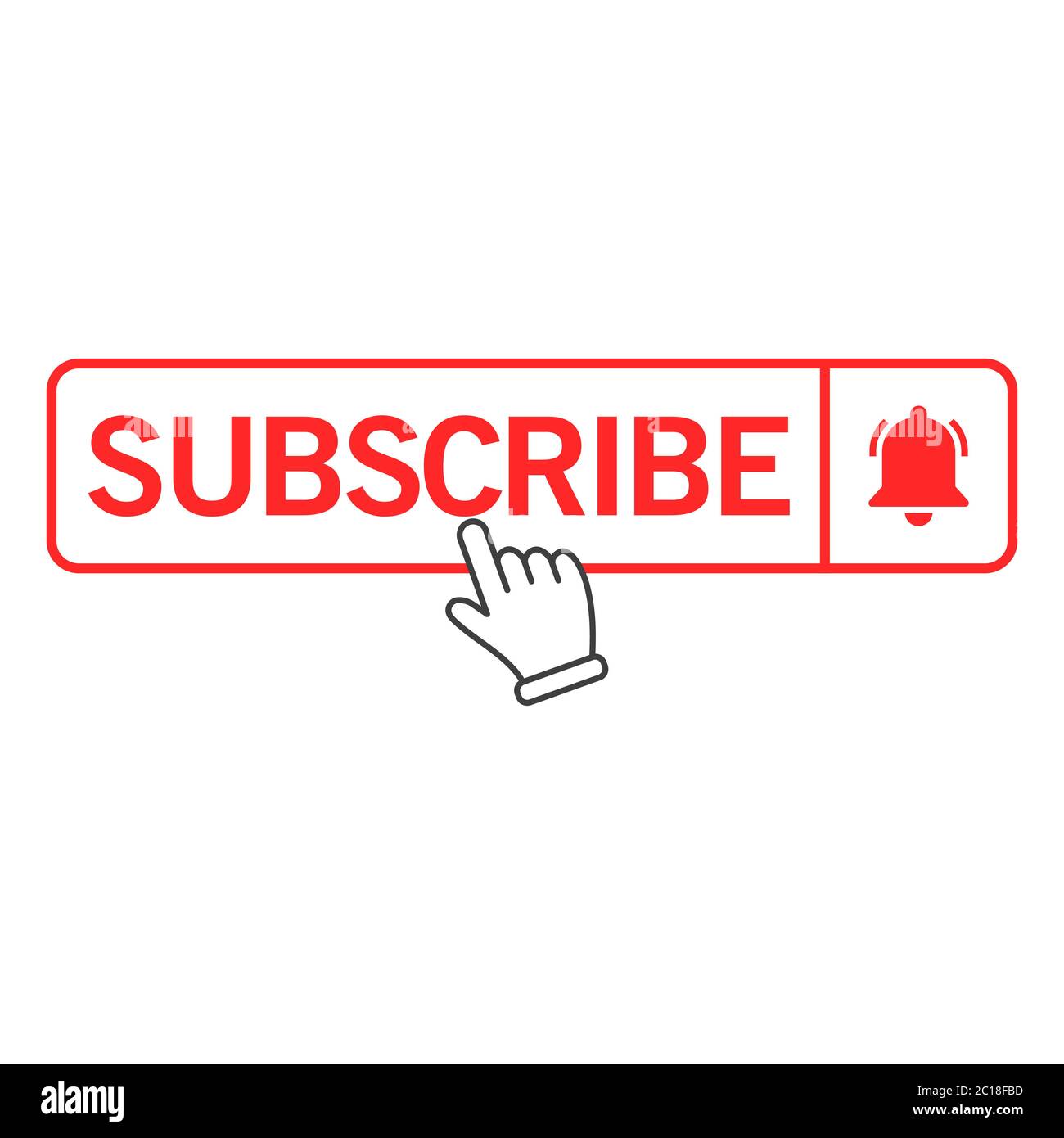 Vector illustration of the subscribe button. Suitable for design elements of video channels, broadcast promotion and entertainment media notification. Stock Vector