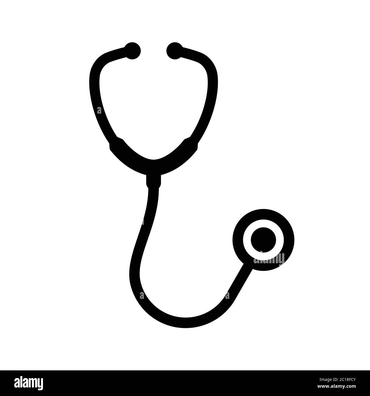 Solid simple stethoscope icon doctor equipment to examine the patient medical condition Stock Vector