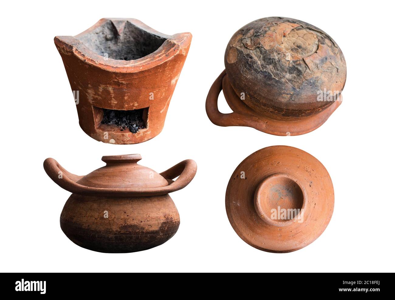 Old clay pot on white background Stock Photo - Alamy