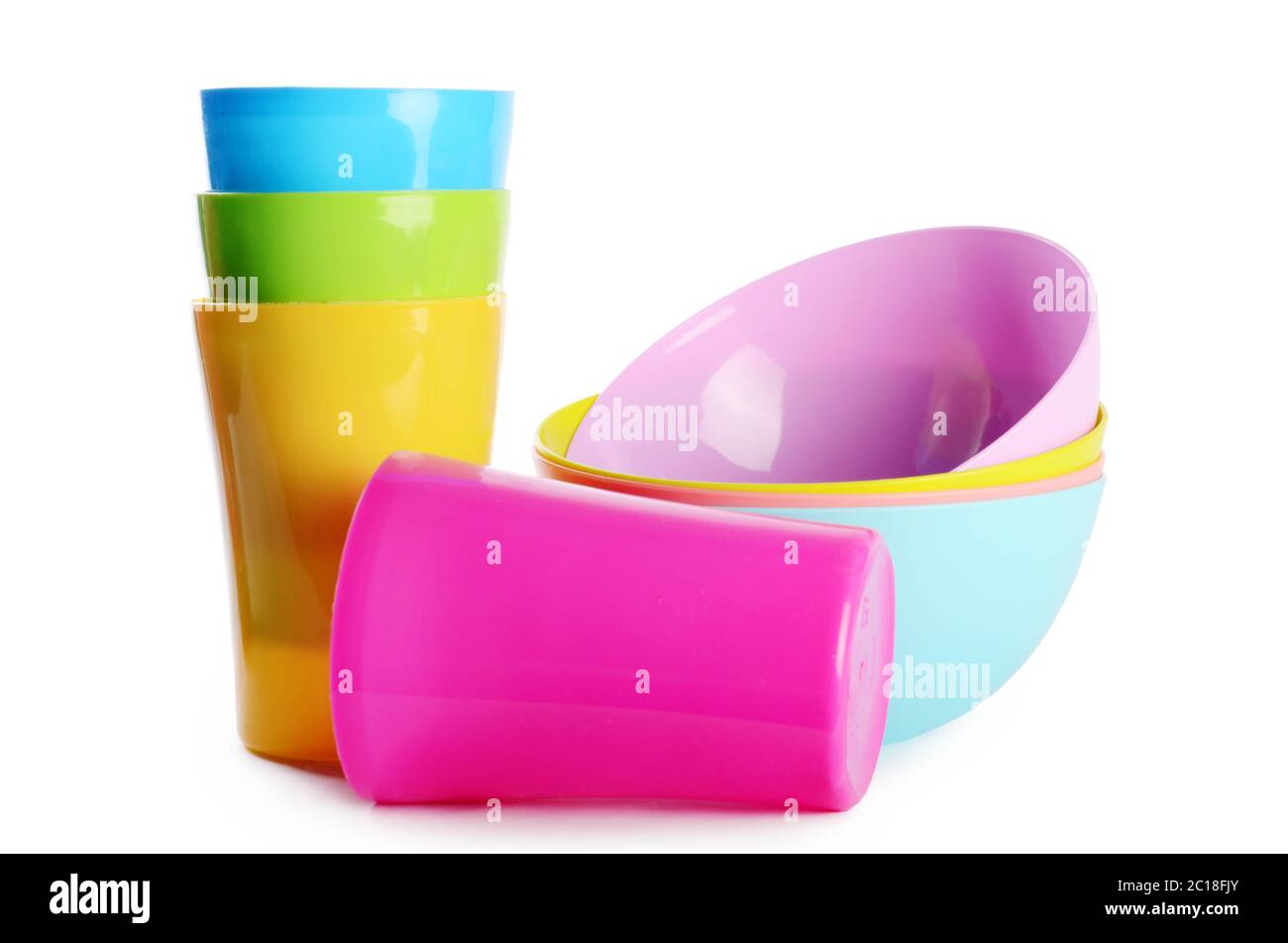 Stack of plates and cups Cut Out Stock Images & Pictures Alamy