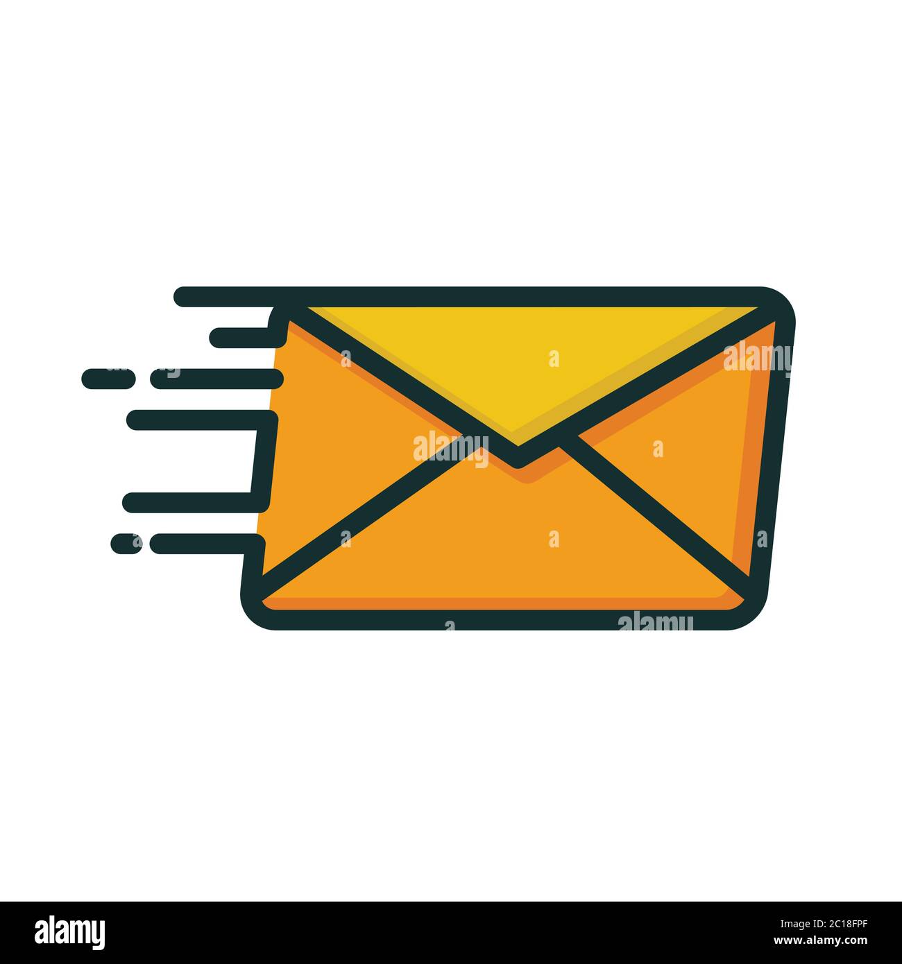 Simple flat Sending message icon with bold outline. Suitable for vector illustration of delivering message service technology. Stock Vector