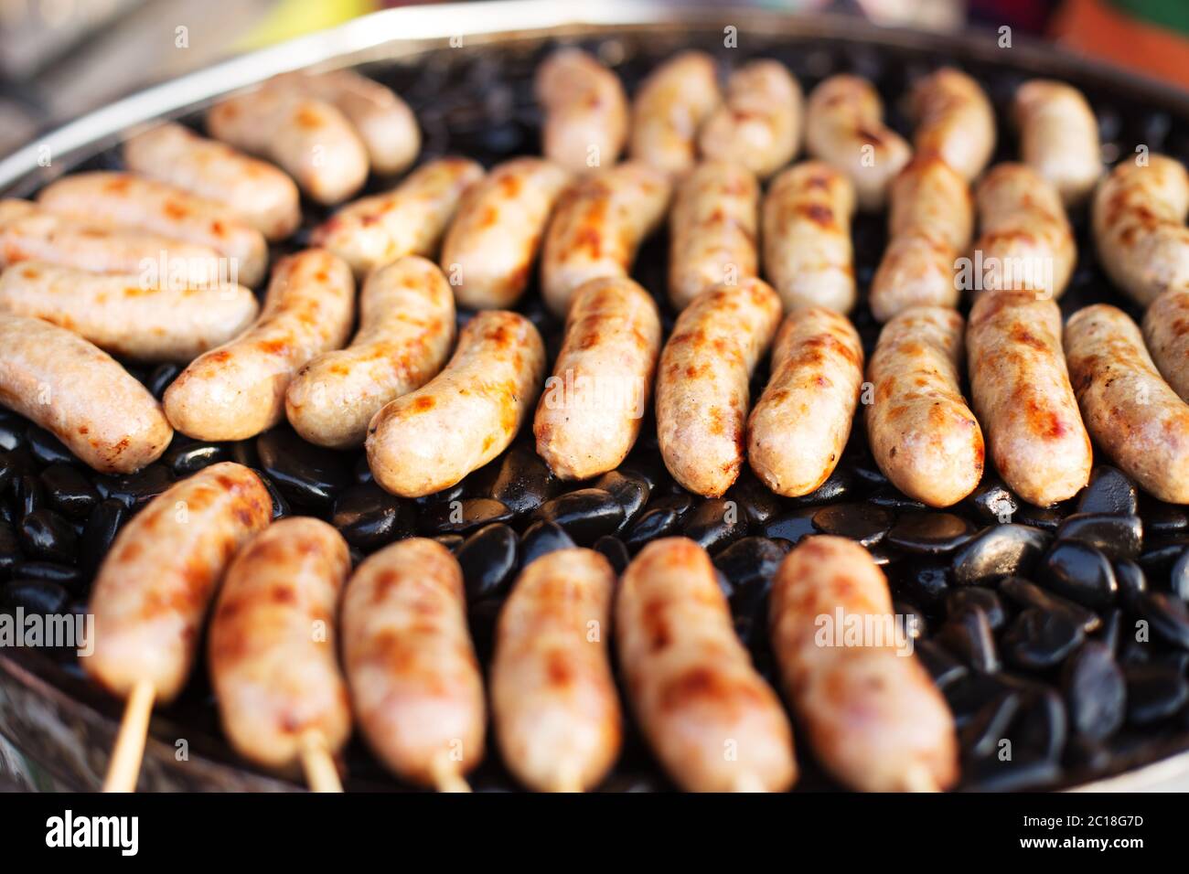 tasty roasted saussages Stock Photo