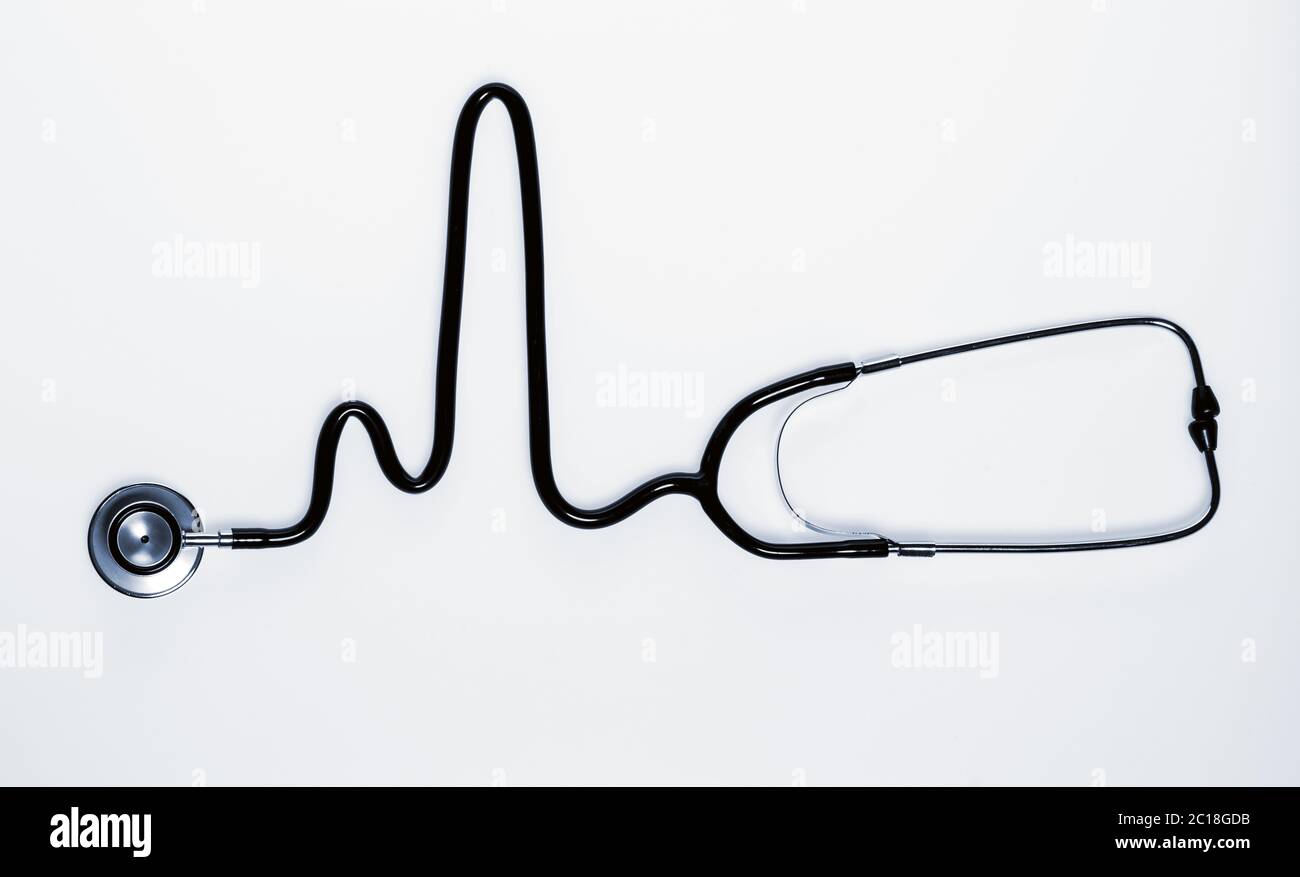 Stethoscope in the shape of heart beat isolated on white background ...