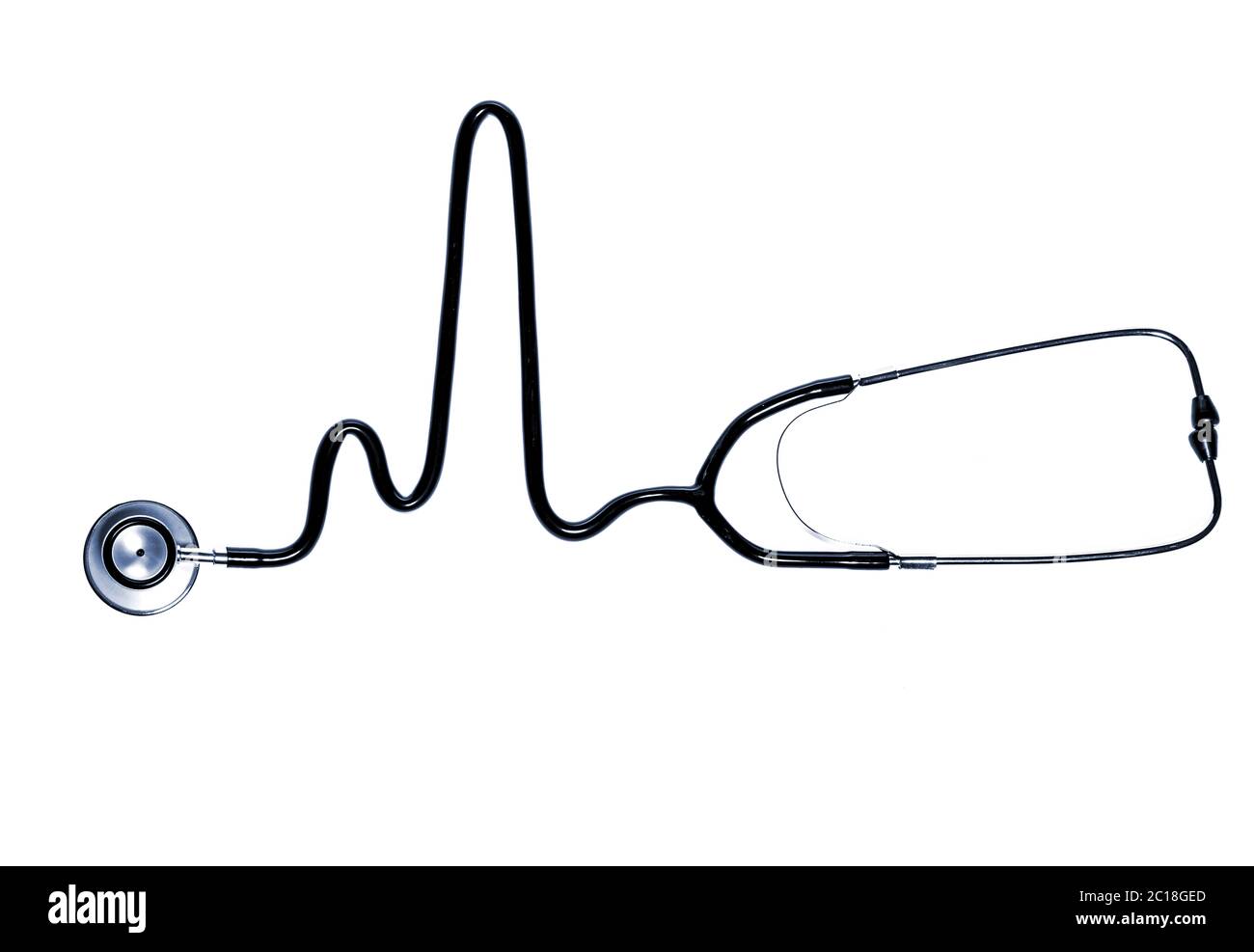 Stethoscope in the shape of heart beat isolated on white background ...