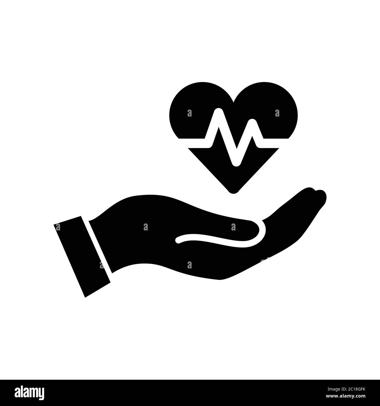 simple illustration of a hand that prevent heart attack heart health cardiology Stock Vector