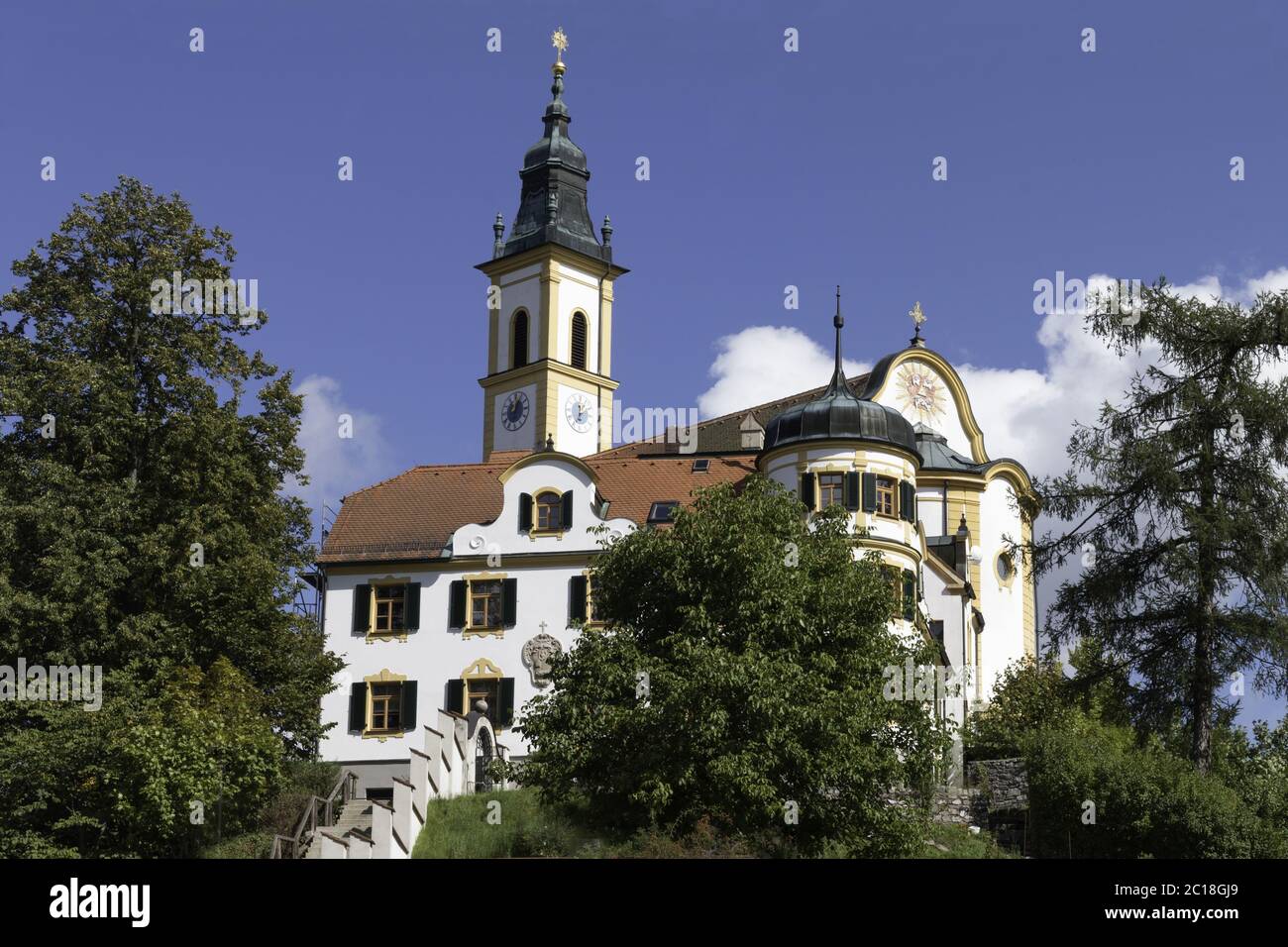 Cross mountain church and cloister Pleystein, Upper Palatinate, Bavaria, Germany Stock Photo