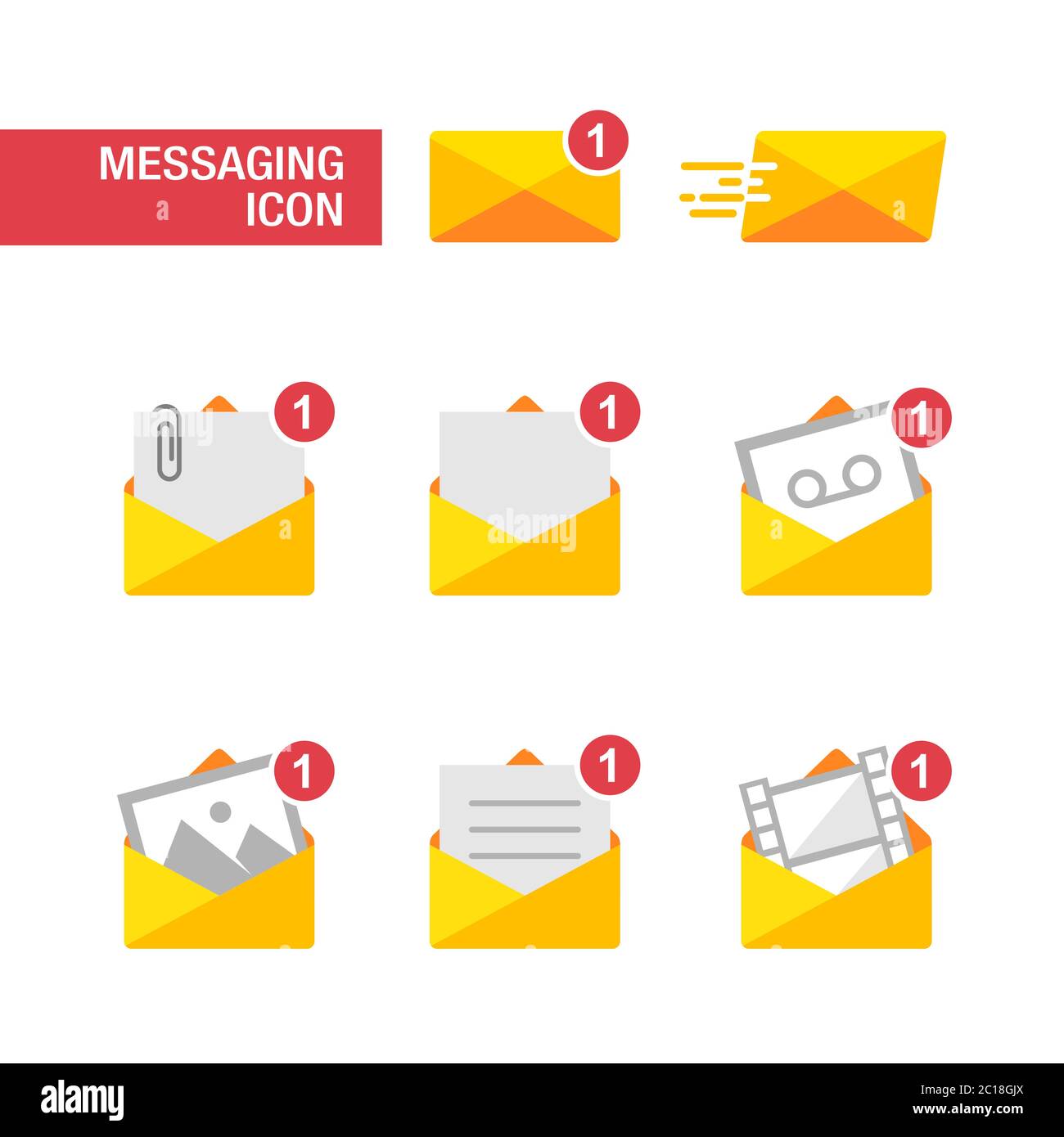 Vector illustration of incoming message notification. Suitable for design elements of e-mail applications, digital messages and online data delivery Stock Vector