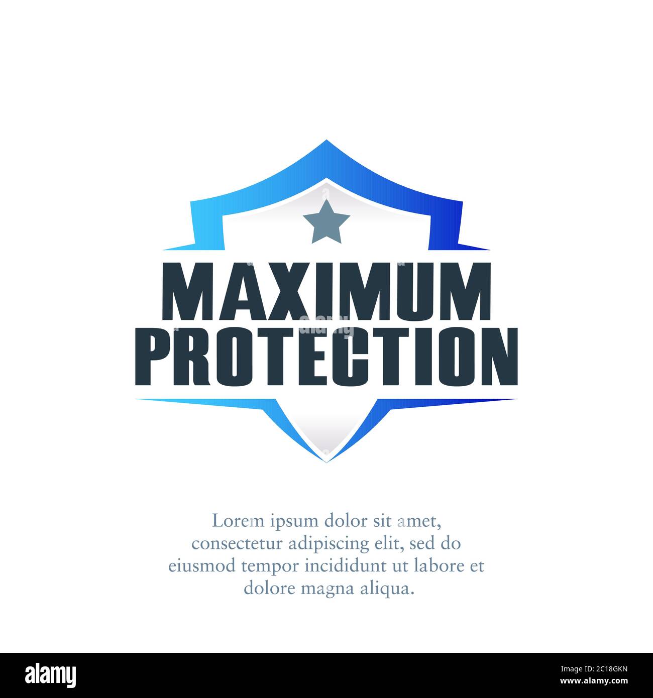 Vector illustration of a shield with the words Maximum Protection. Suitable for insurance companies, occupational safety, health, and security. Stock Vector