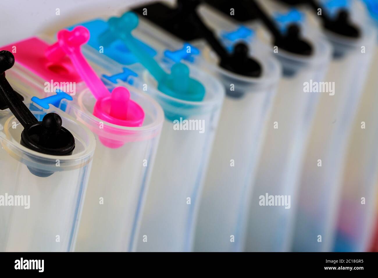 Ink tank refill inkjet printer on selective focus Stock Photo