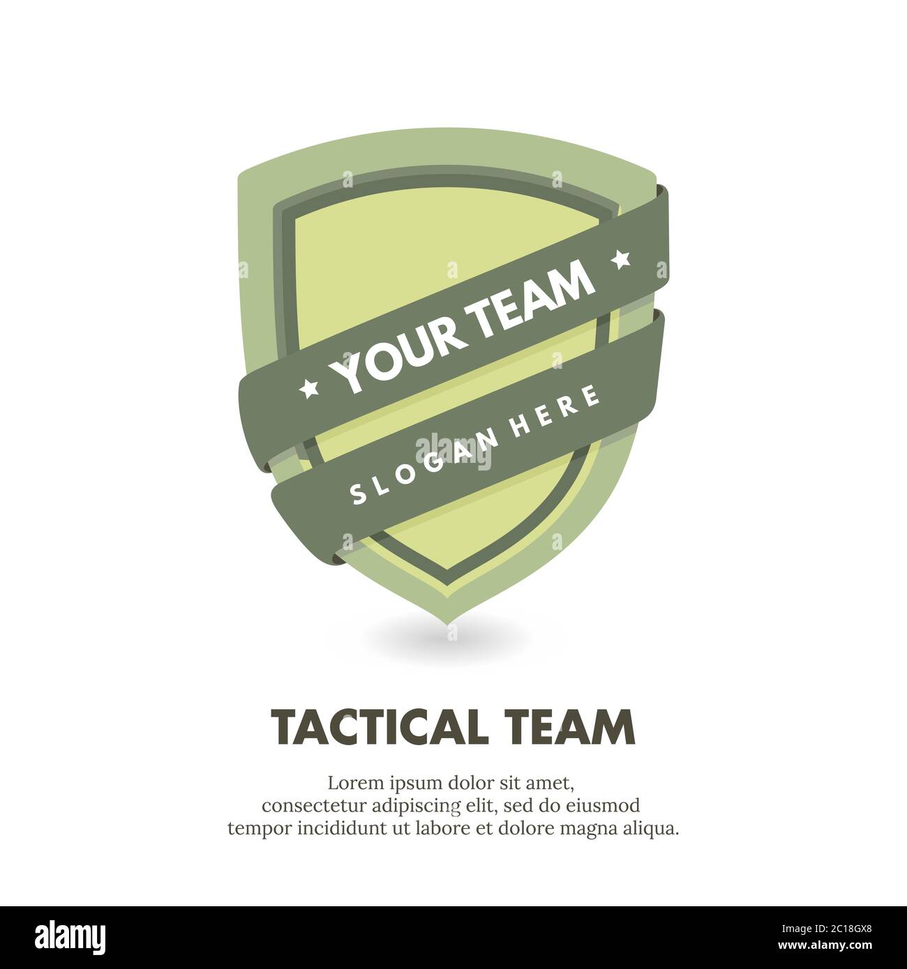 Vector illustration of a shield logo wrapped in a ribbon. Suitable for