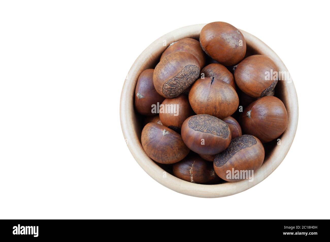 Chestnuts roasted on white background. Stock Photo