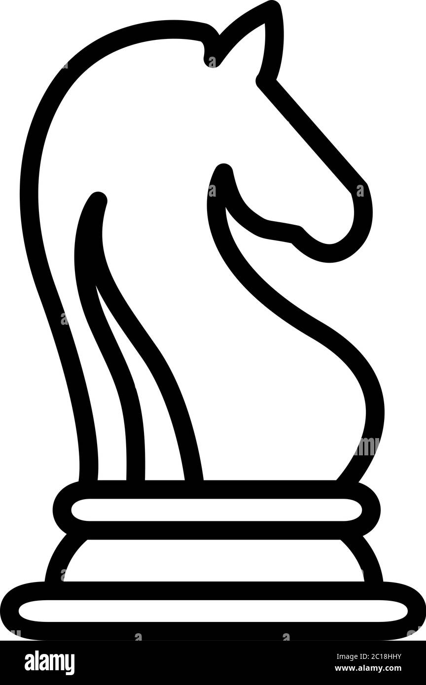 Illustration of horse chess pieces, black and white